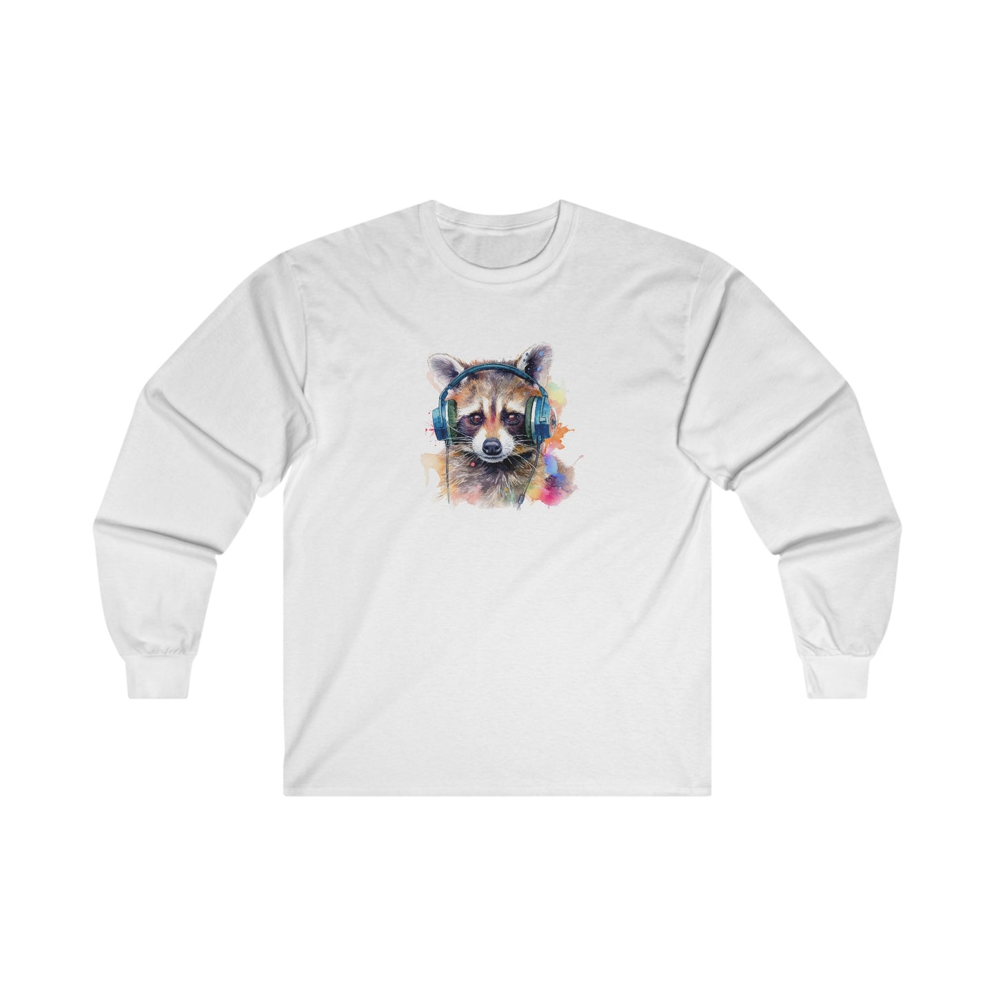 Raccoon with Headphones Long Sleeve Tee
