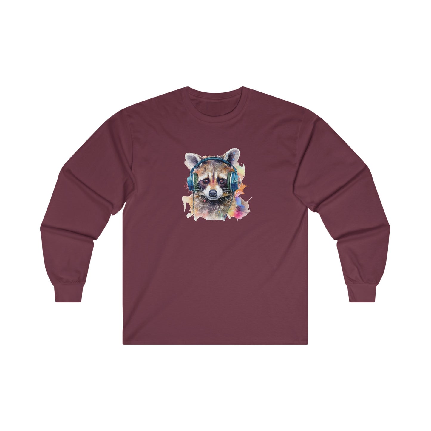 Raccoon with Headphones Long Sleeve Tee