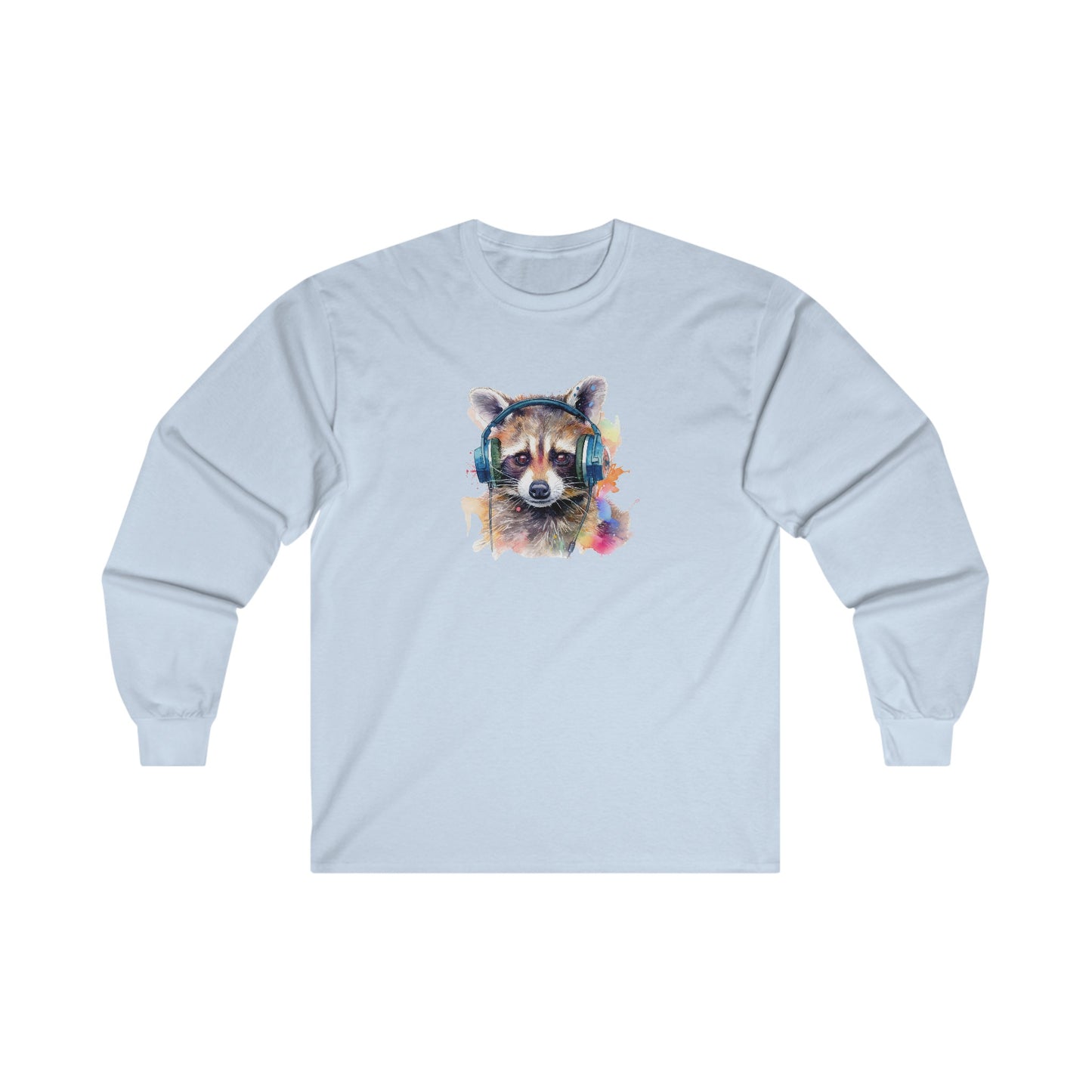 Raccoon with Headphones Long Sleeve Tee