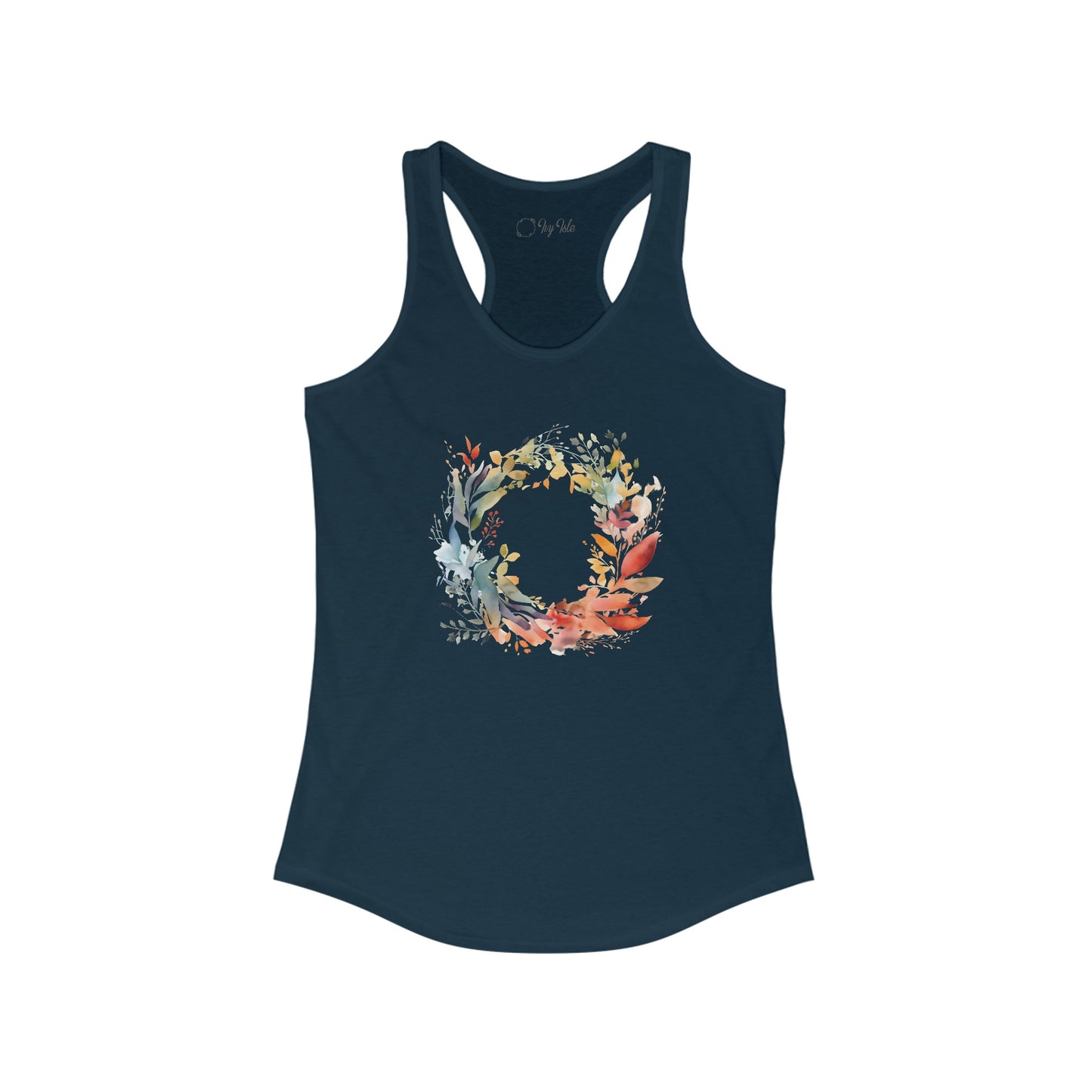 Watercolor Floral Circle Racerback Tank