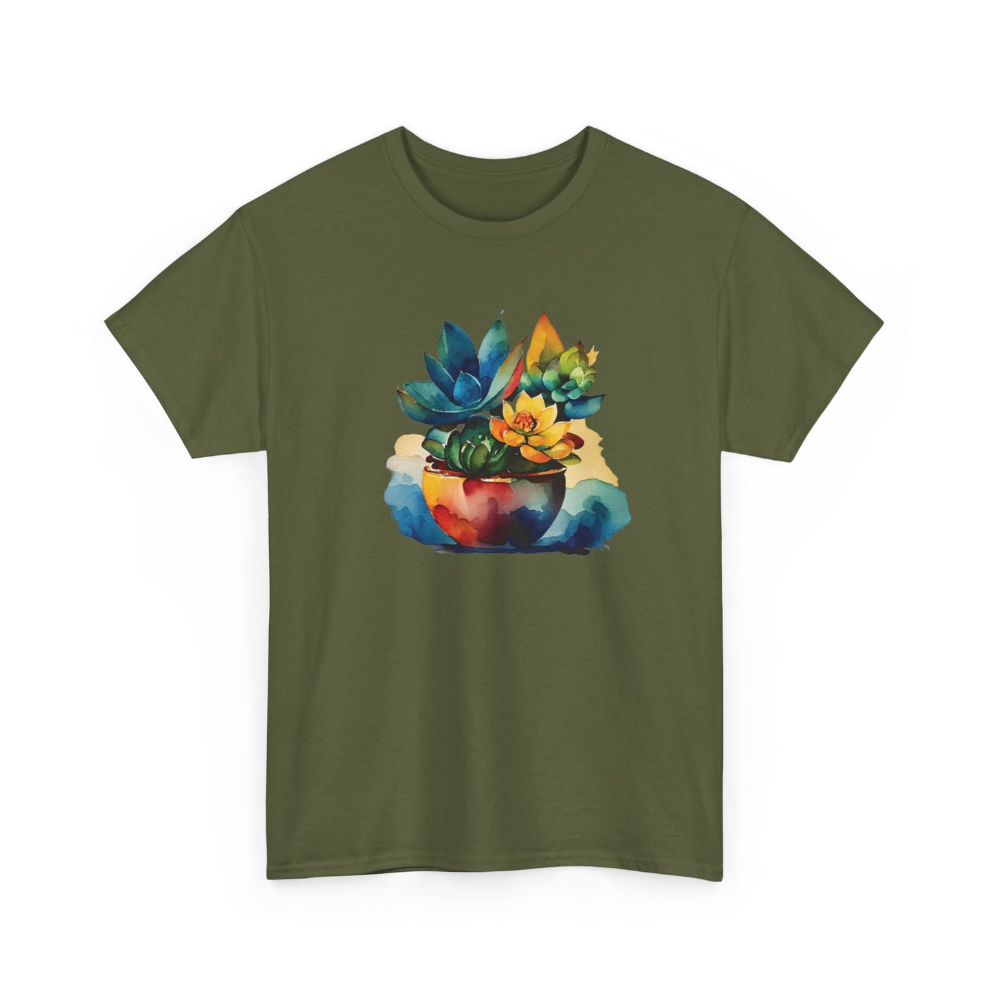Watercolor Succulent Short Sleeve Tee