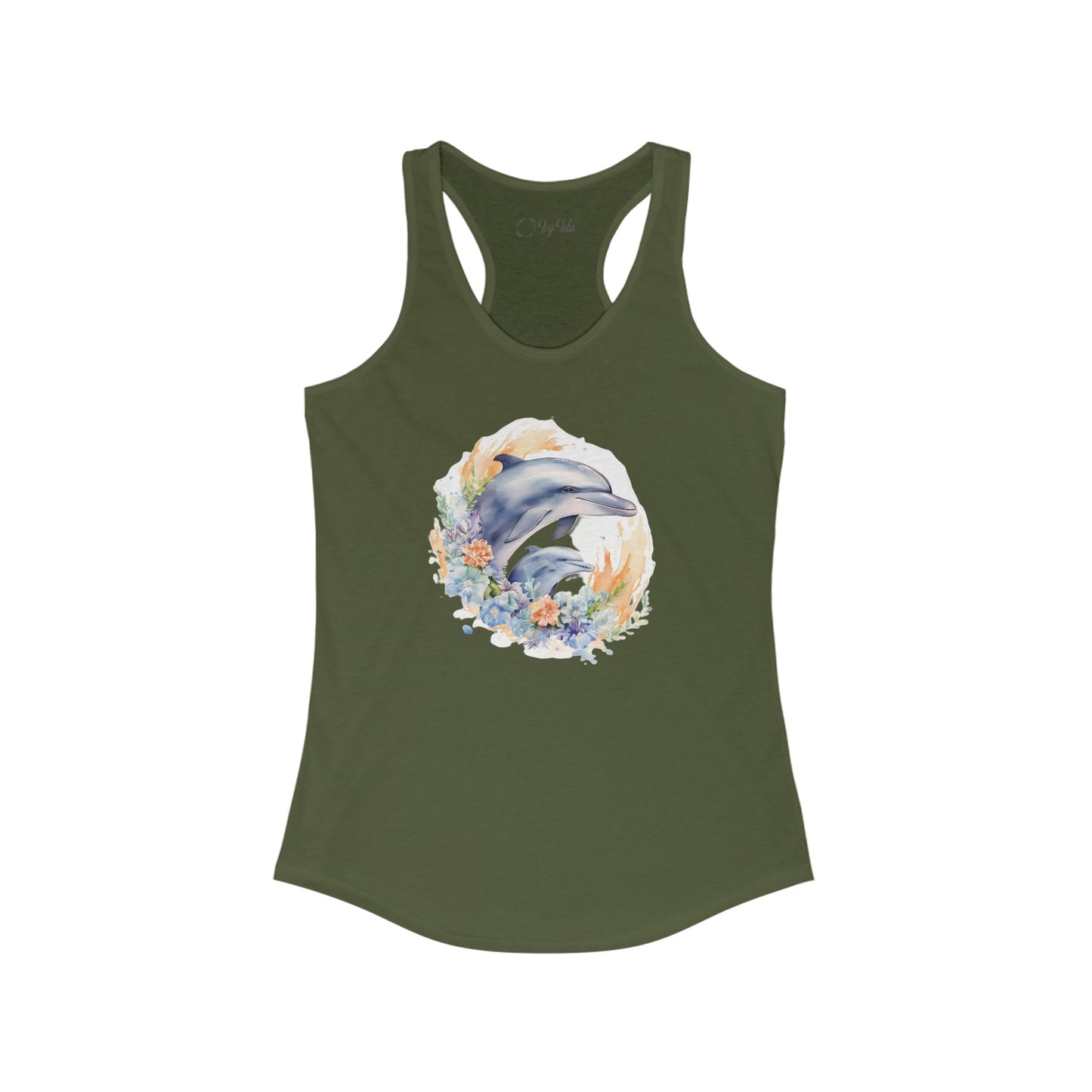Watercolor Dolphins Racerback Tank