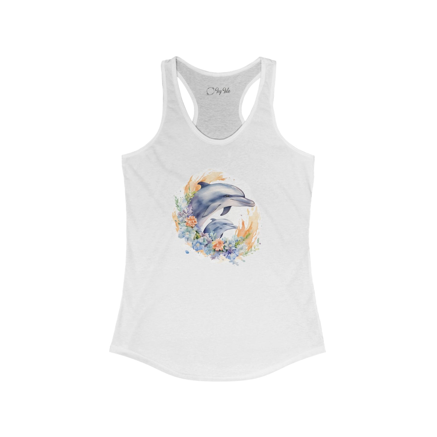 Watercolor Dolphins Racerback Tank