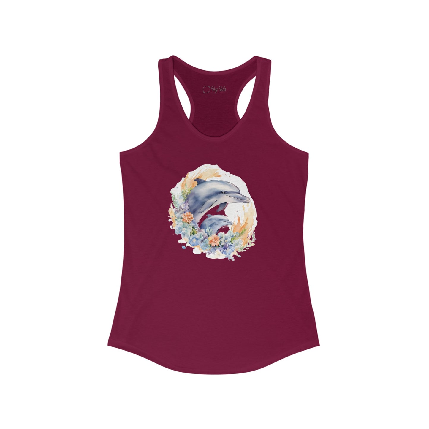 Watercolor Dolphins Racerback Tank