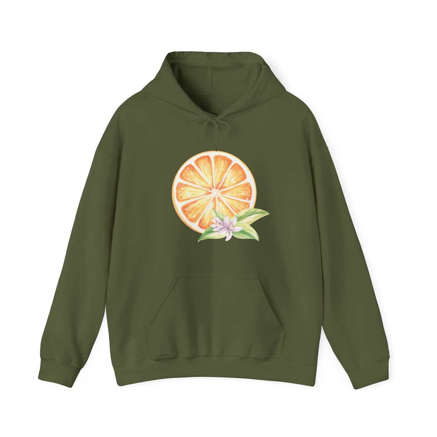 Orange and Flower Hooded Sweatshirt