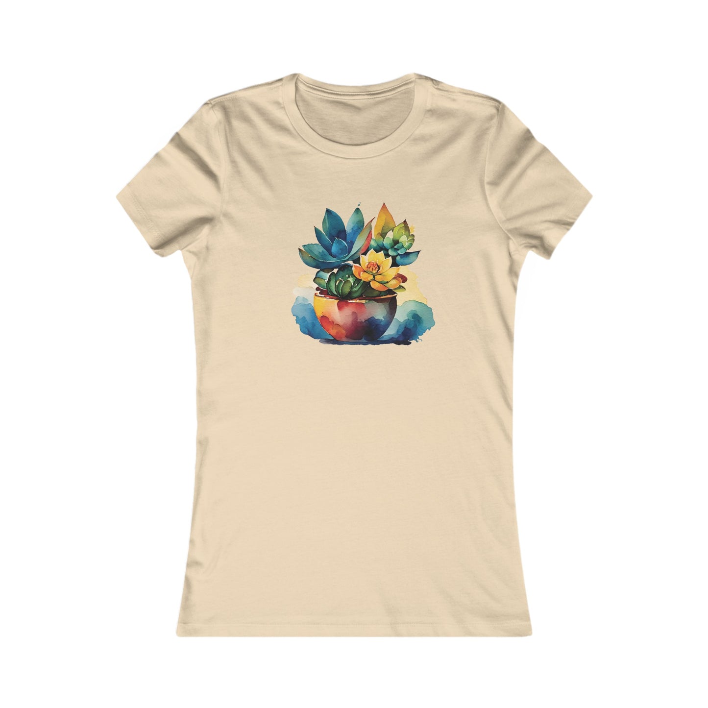 Watercolor Succulent Fitted Tee