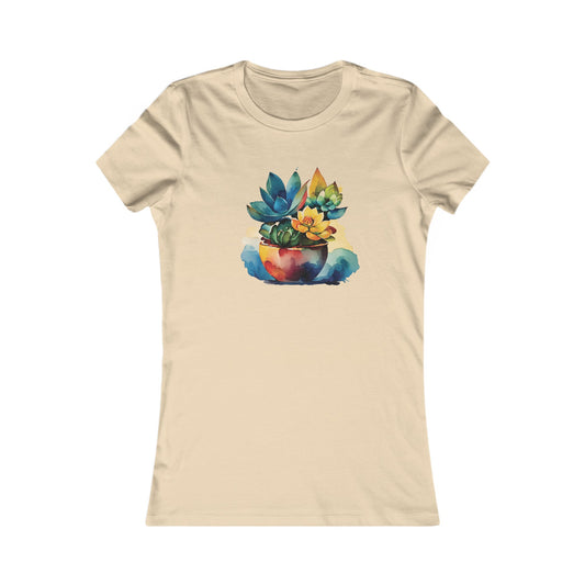 Watercolor Succulent Fitted Tee