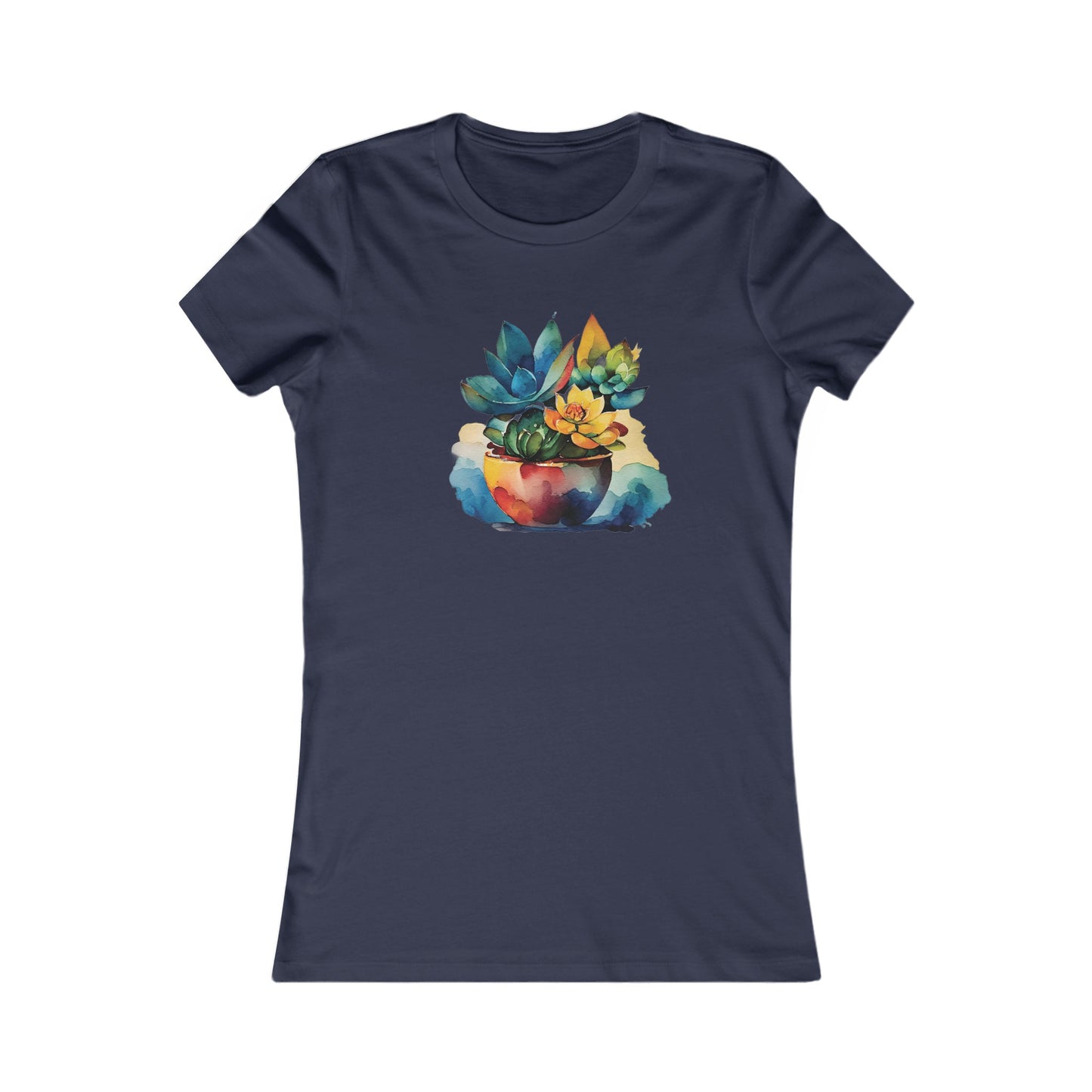 Watercolor Succulent Fitted Tee