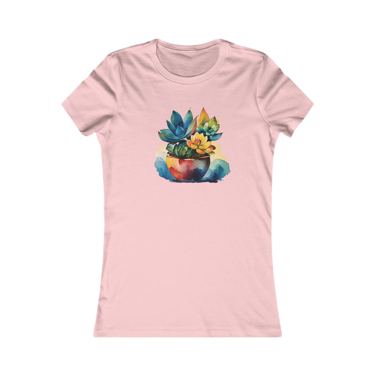 Watercolor Succulent Fitted Tee