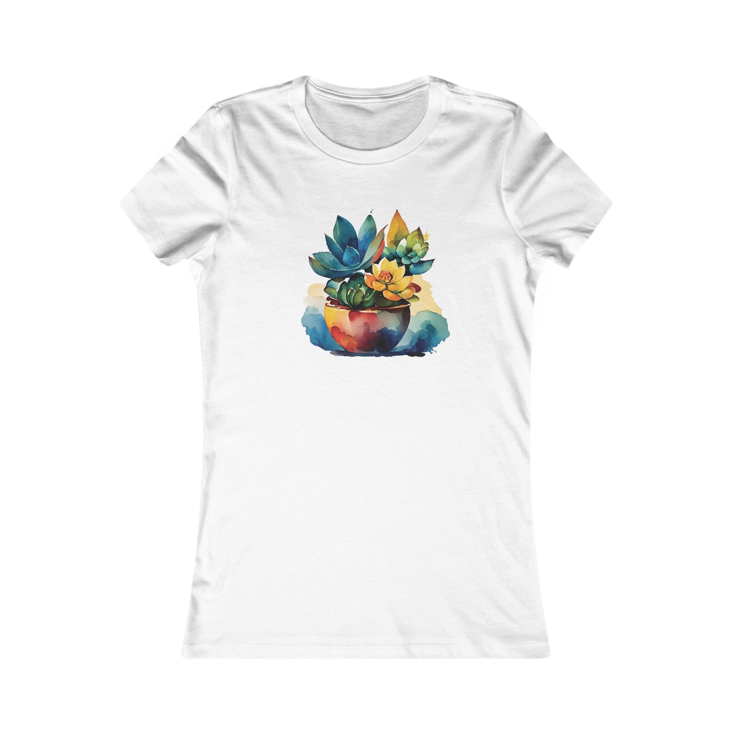 Watercolor Succulent Fitted Tee