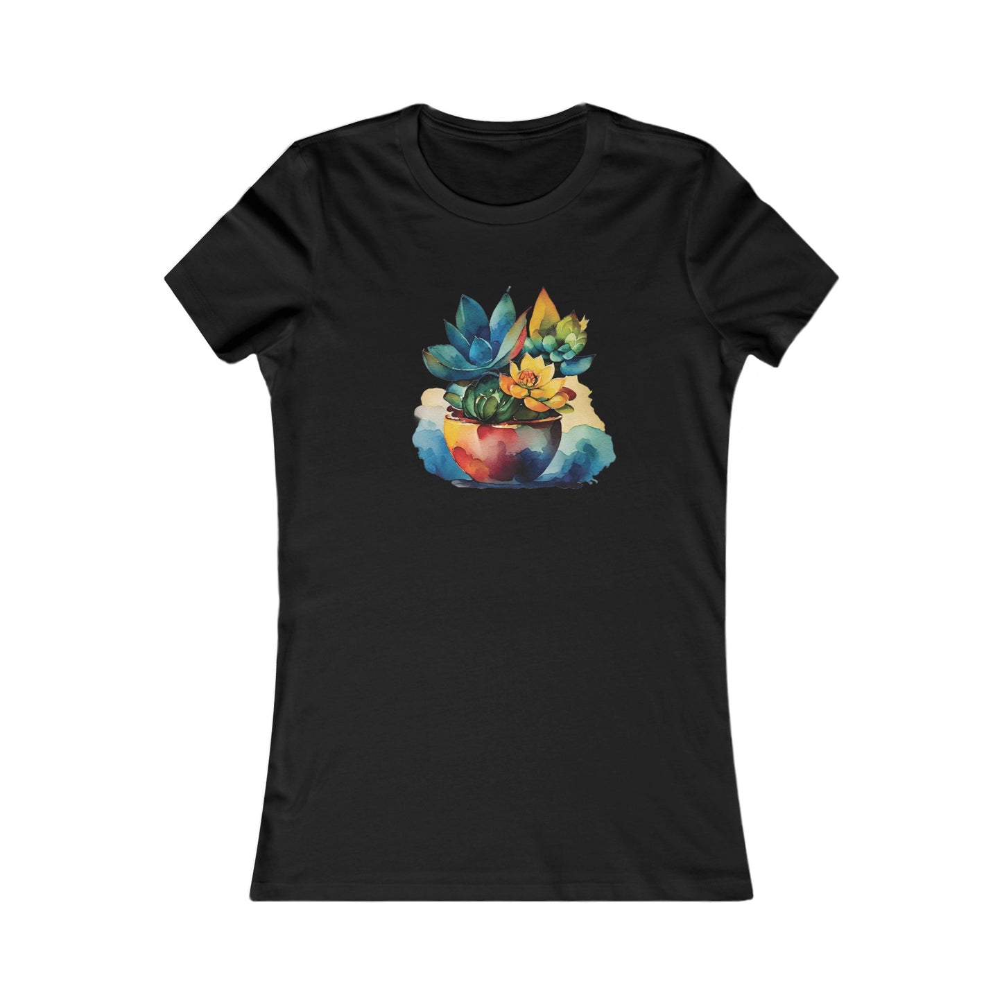 Watercolor Succulent Fitted Tee
