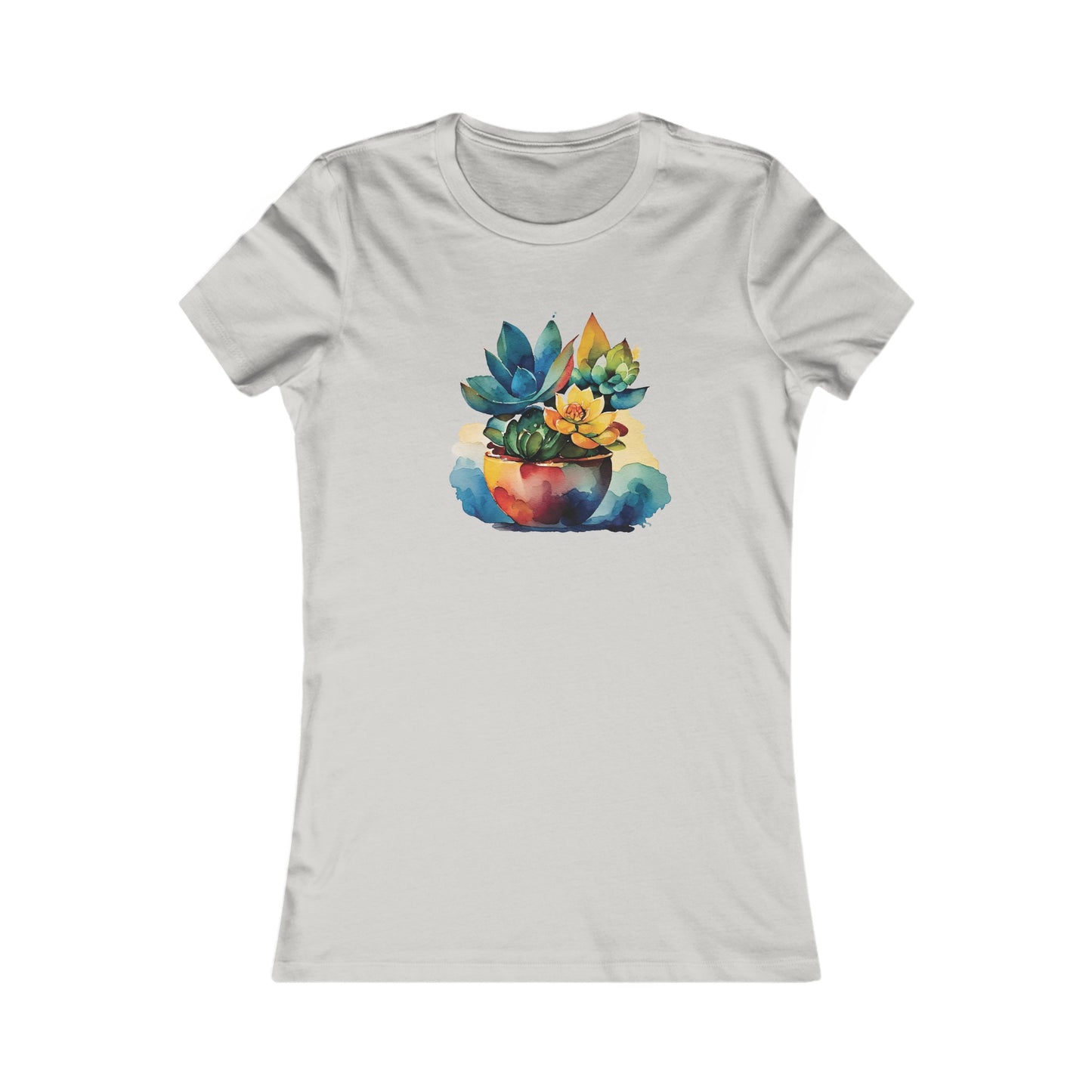 Watercolor Succulent Fitted Tee