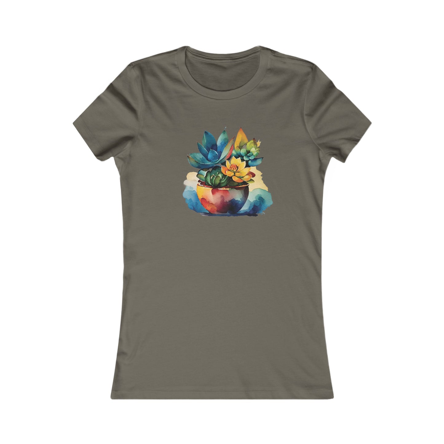 Watercolor Succulent Fitted Tee