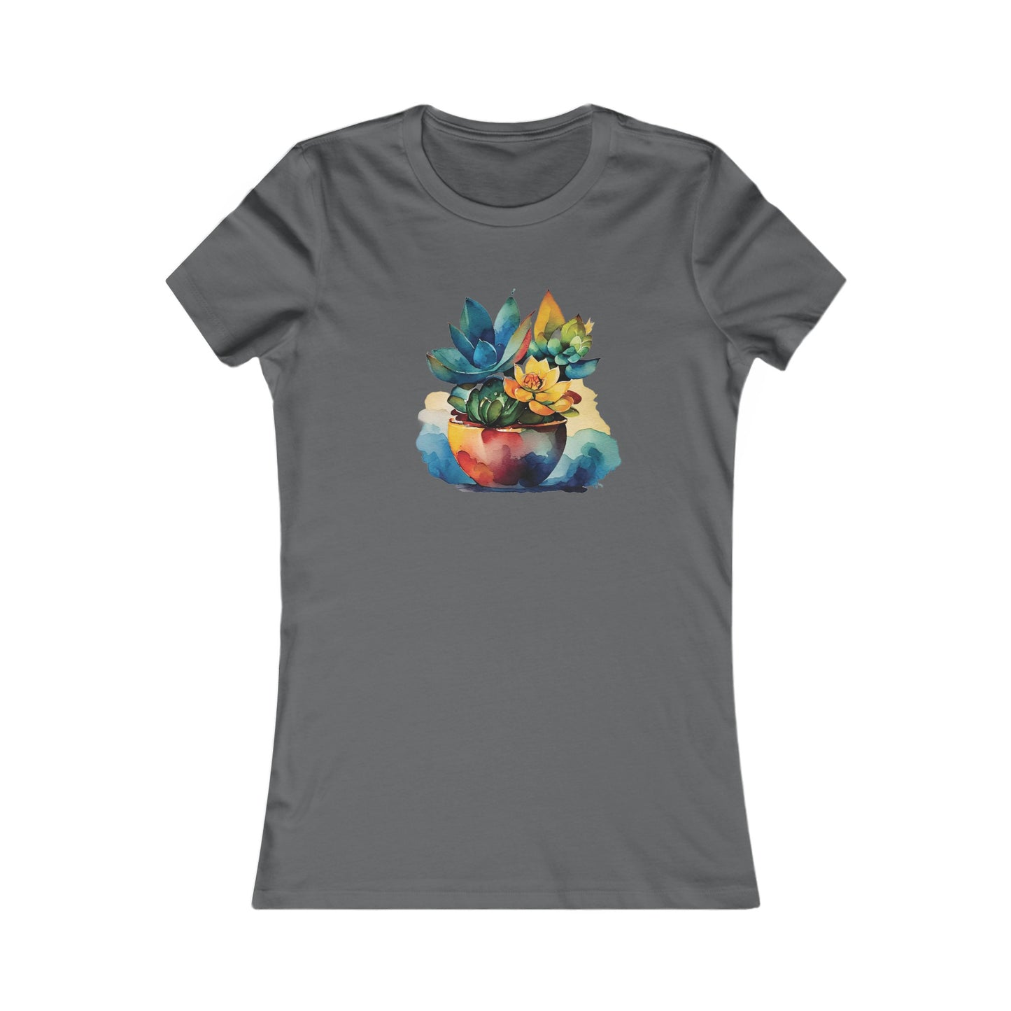 Watercolor Succulent Fitted Tee