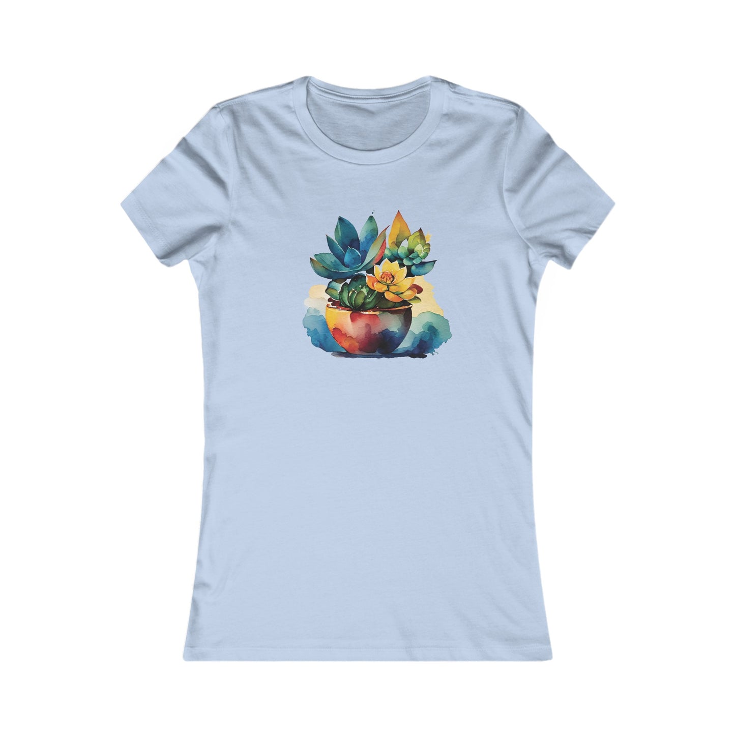 Watercolor Succulent Fitted Tee