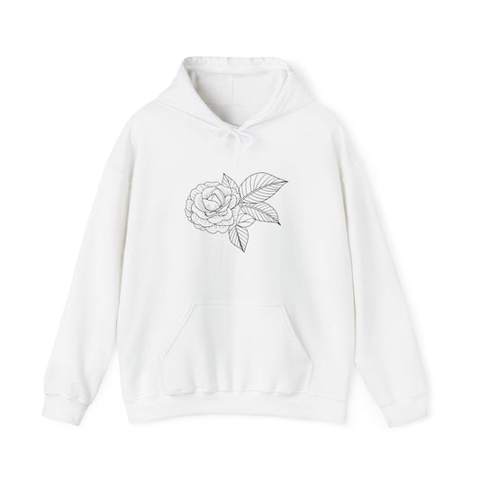Rose with Leaves Hooded Sweatshirt