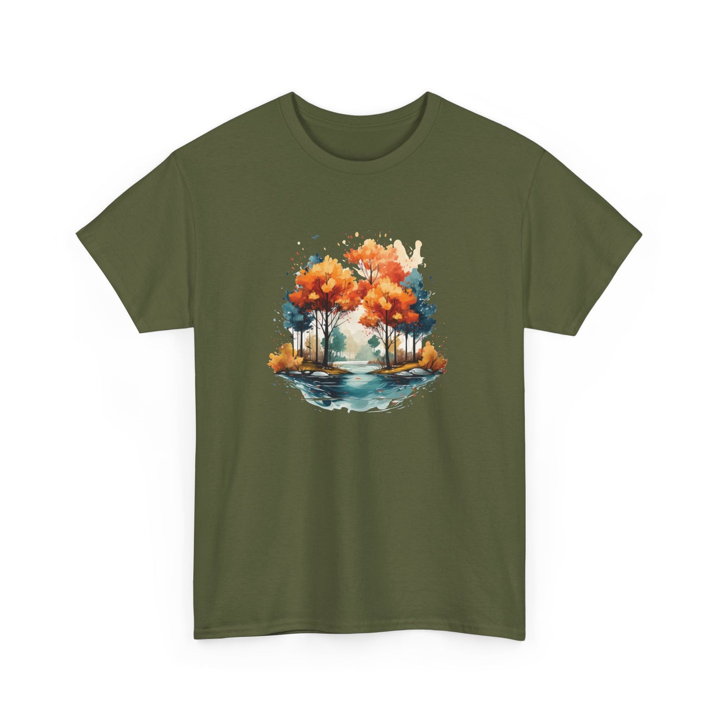 Autumn River Watercolor Short Sleeve Tee