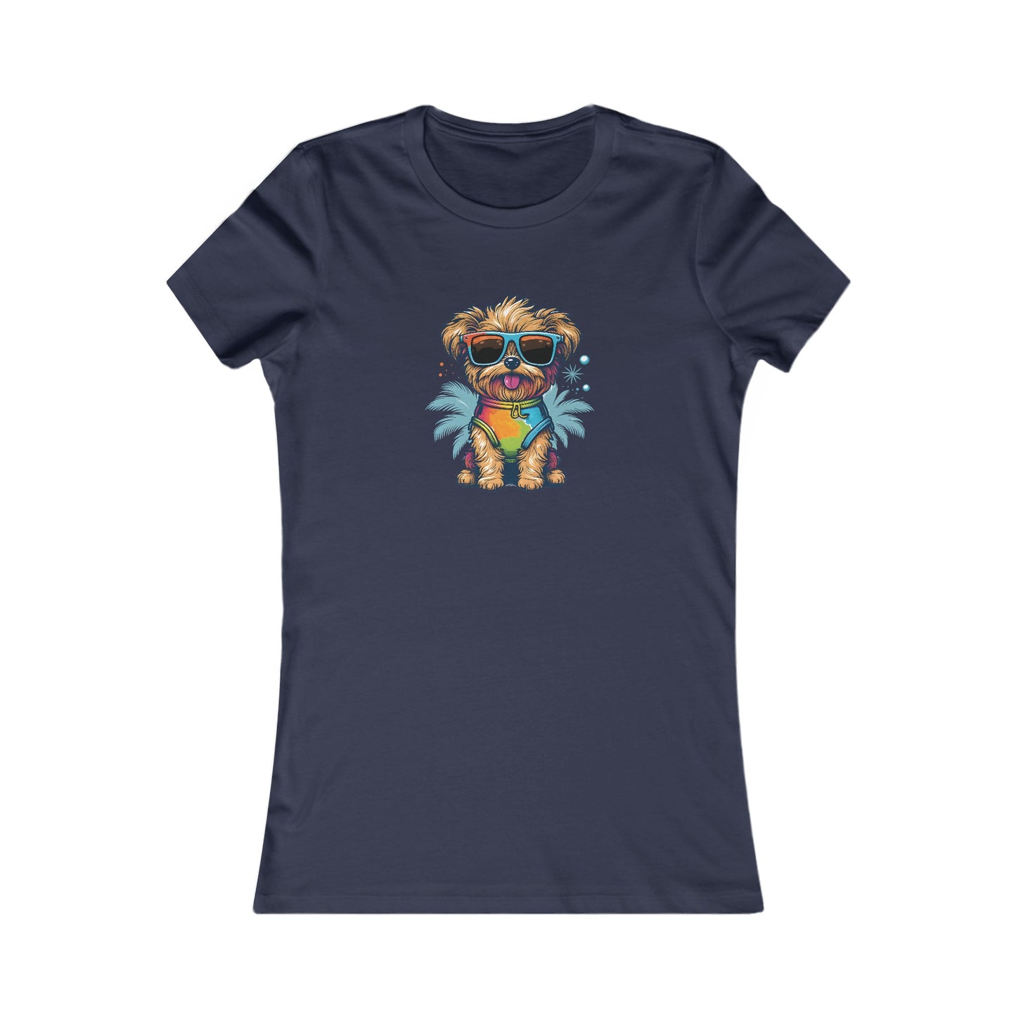 Dog with Sunglasses Fitted Tee 001