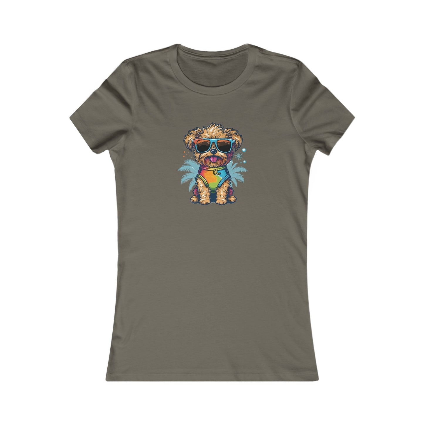 Dog with Sunglasses Fitted Tee 001