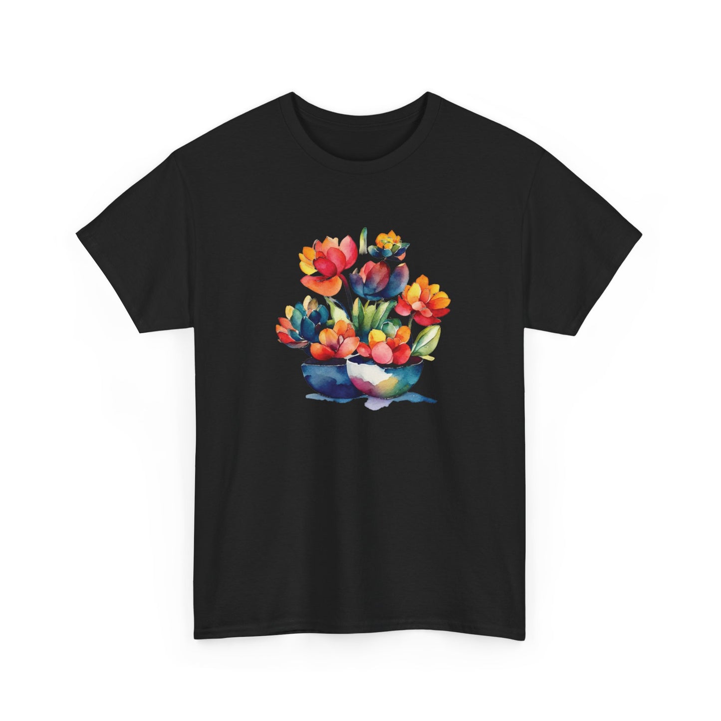 Watercolor Succulent Flowers Short Sleeve Tee