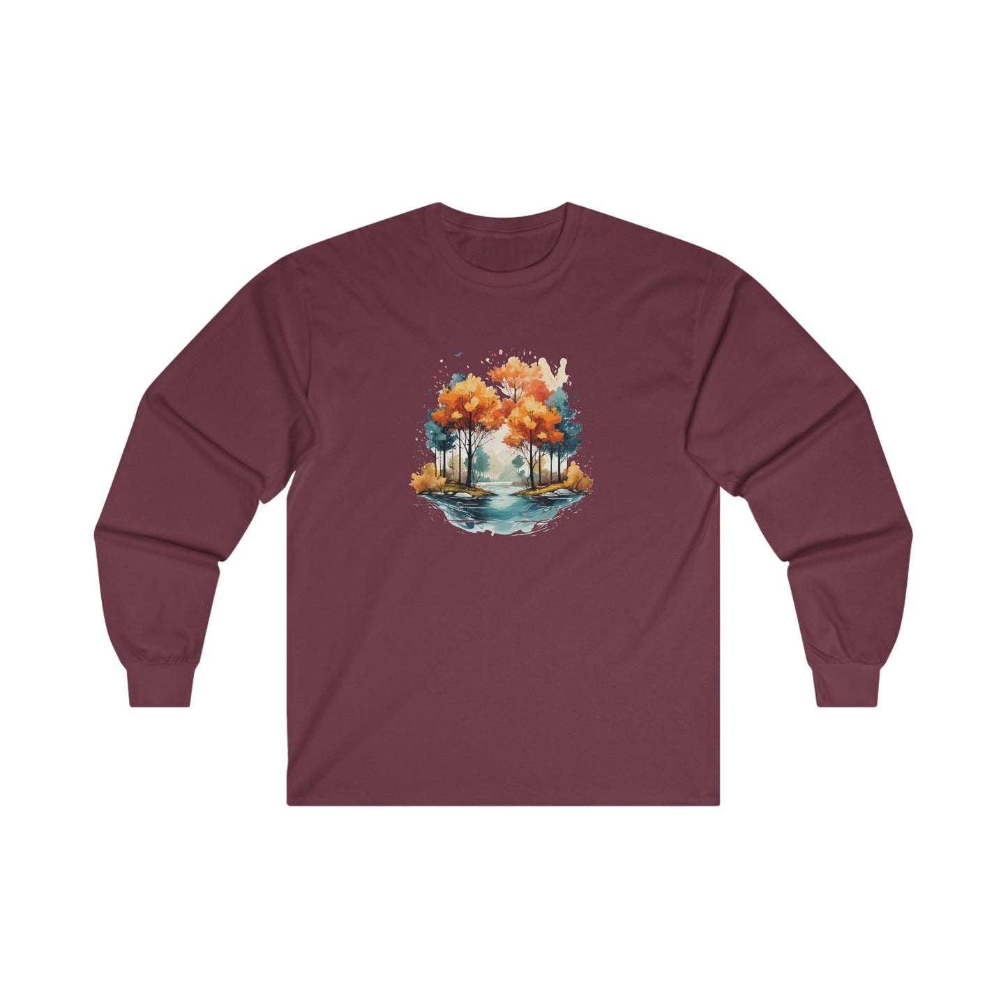 Autumn River Landscape Long Sleeve Tee