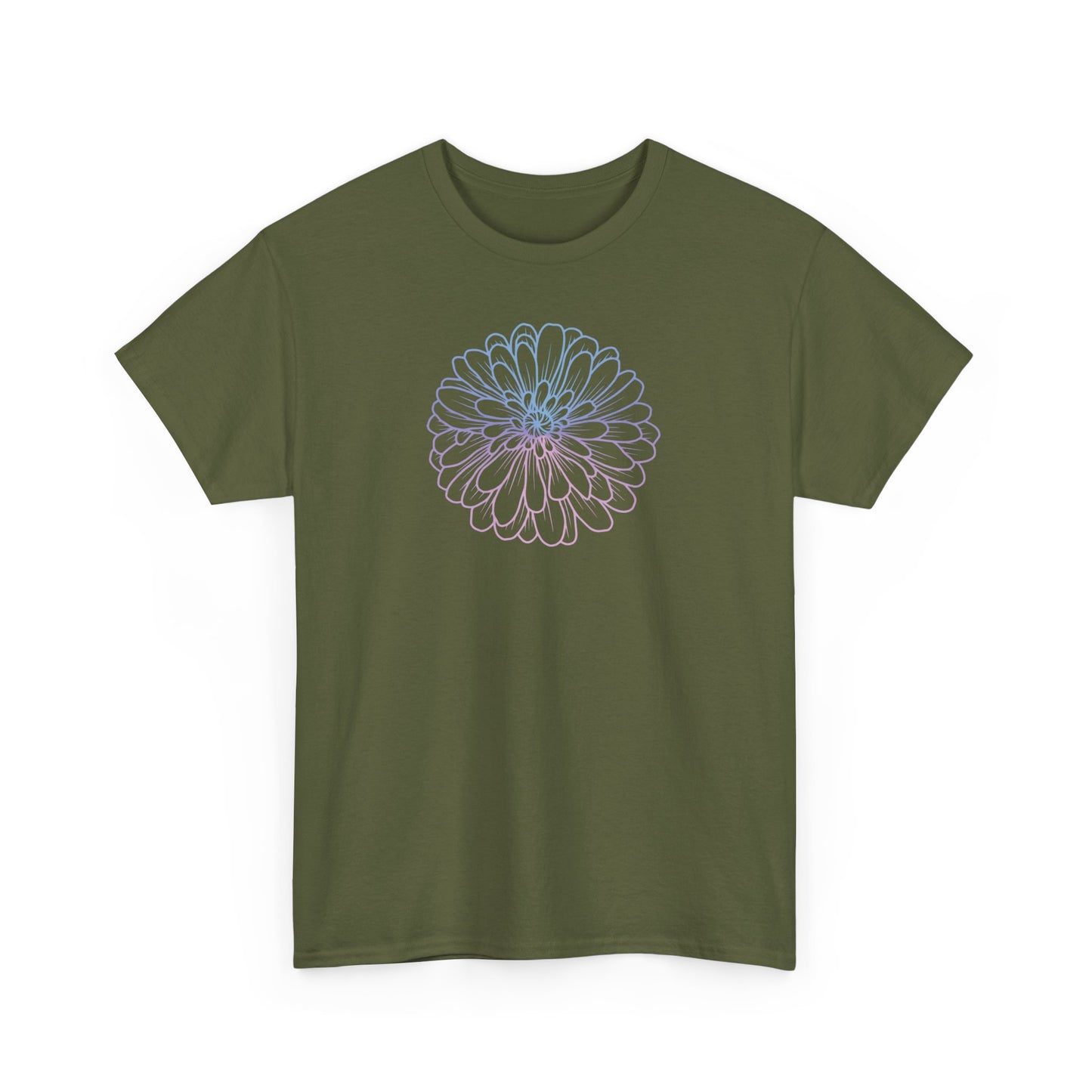 Colorful Flower Outline Short Sleeve Tee