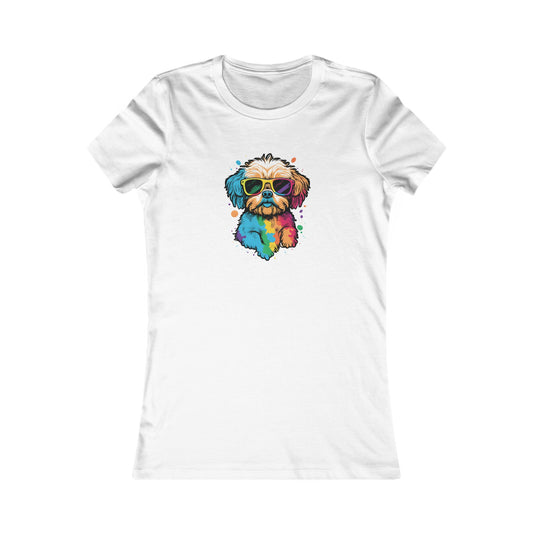 Dog with Sunglasses Fitted Tee 003