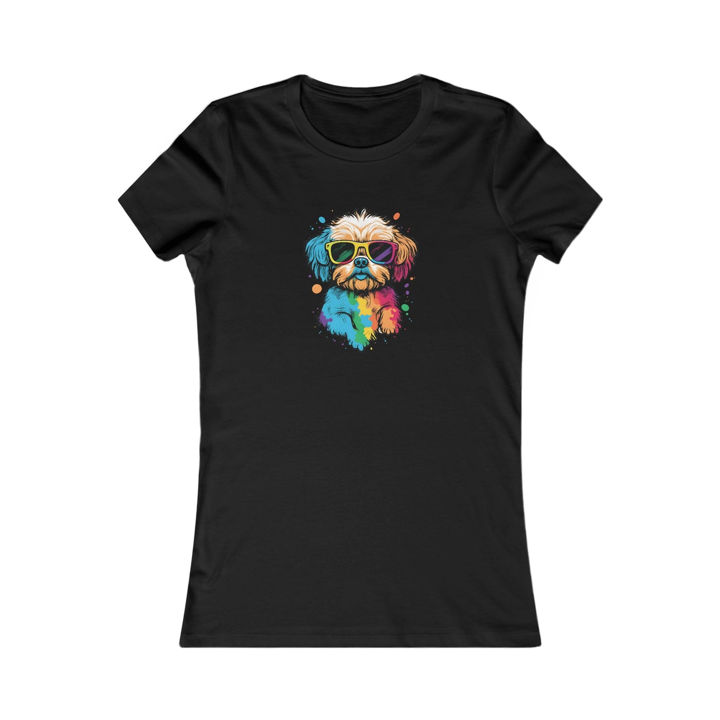 Dog with Sunglasses Fitted Tee 003