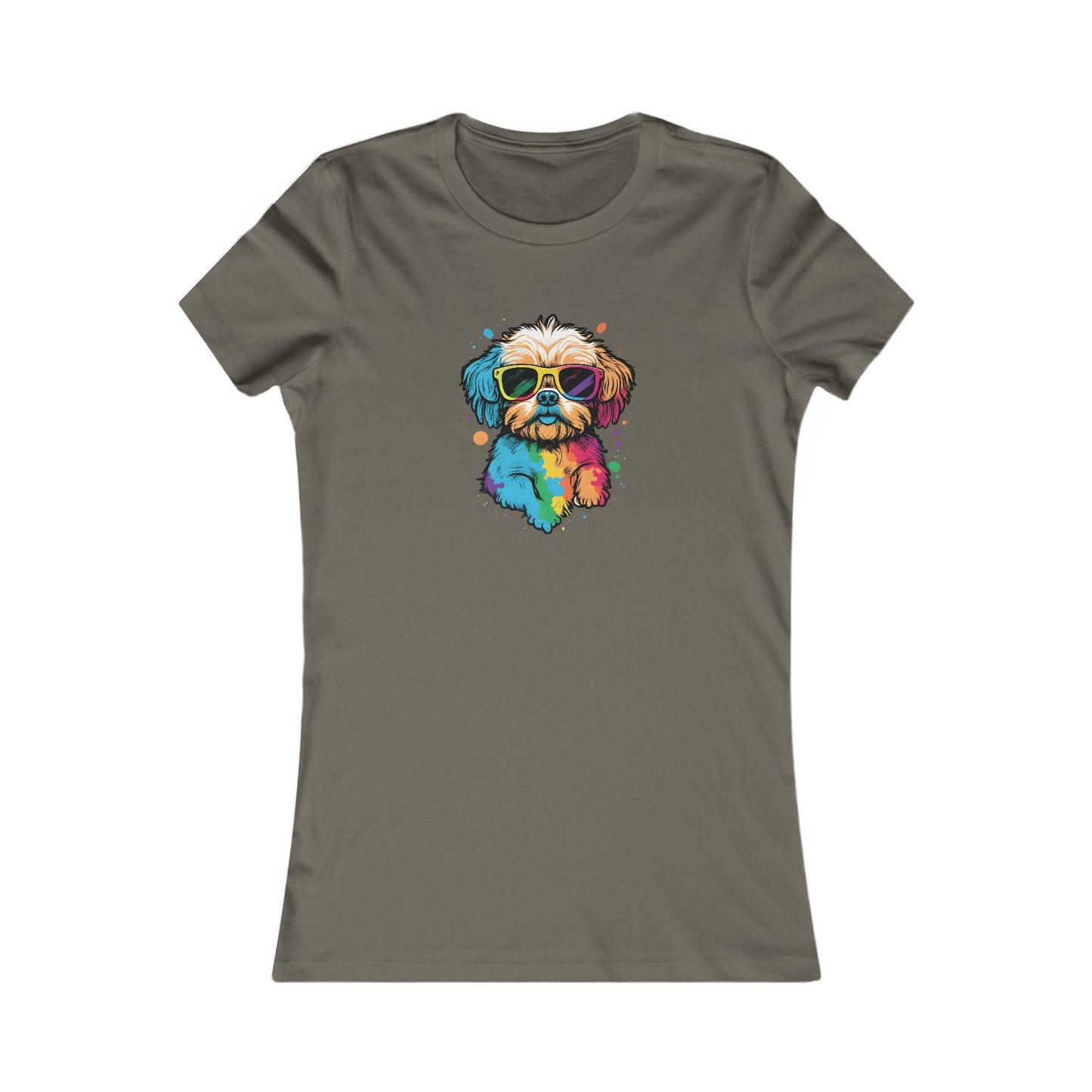 Dog with Sunglasses Fitted Tee 003