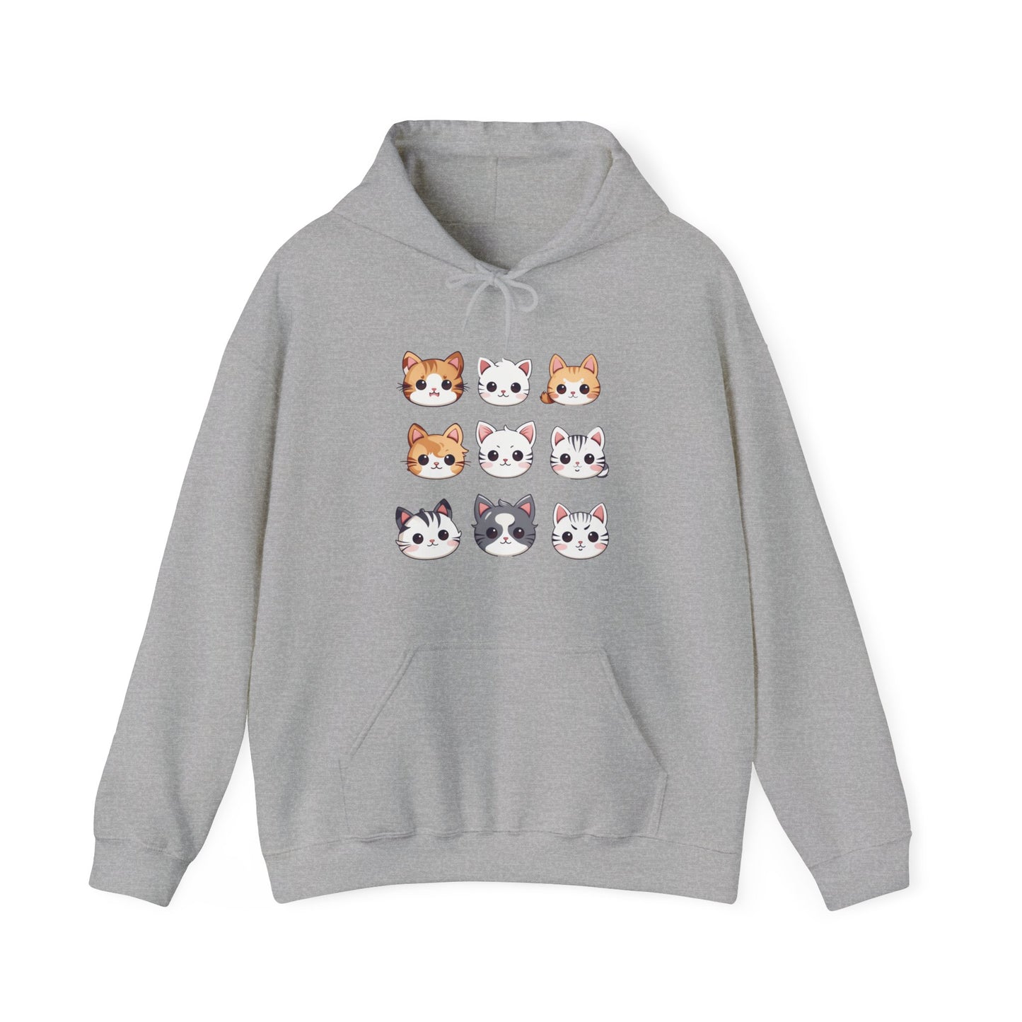 Cute Cat Faces Set Hooded Sweatshirt