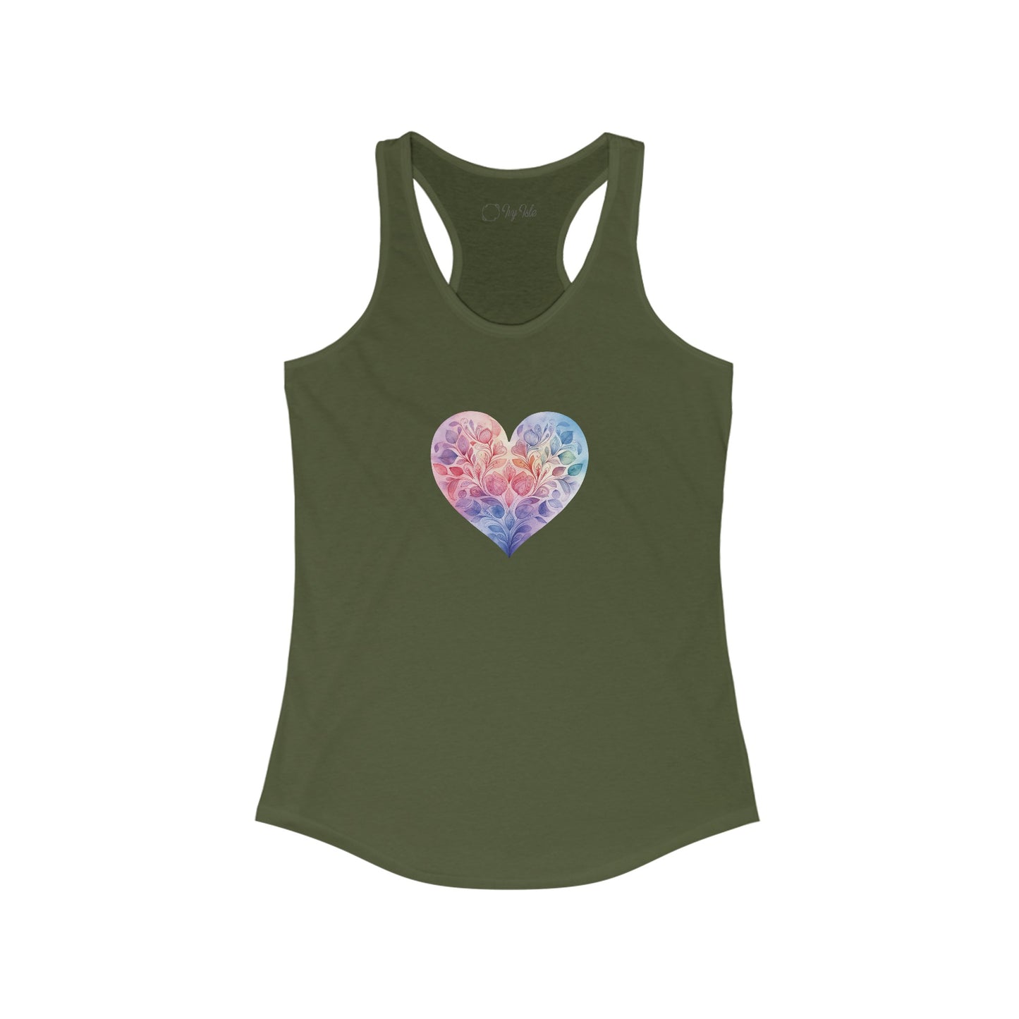 Watercolor Heart Racerback Tank 006