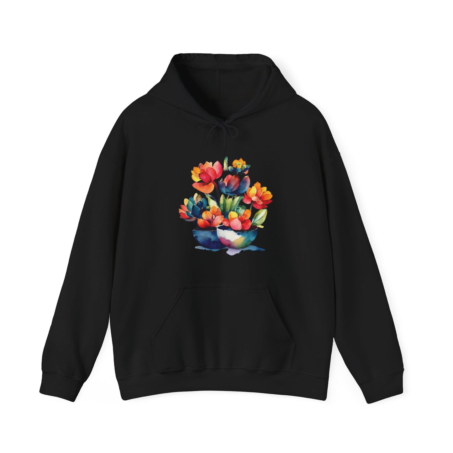 Watercolor Succulent Flowers Hooded Sweatshirt