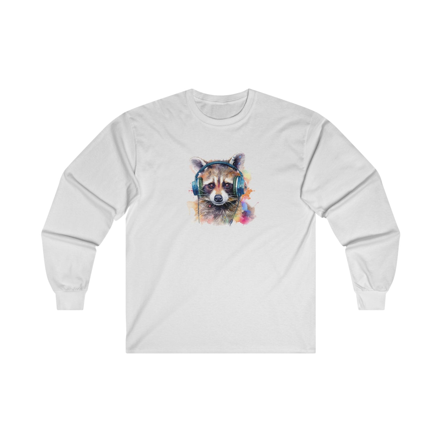 Raccoon with Headphones Long Sleeve Tee