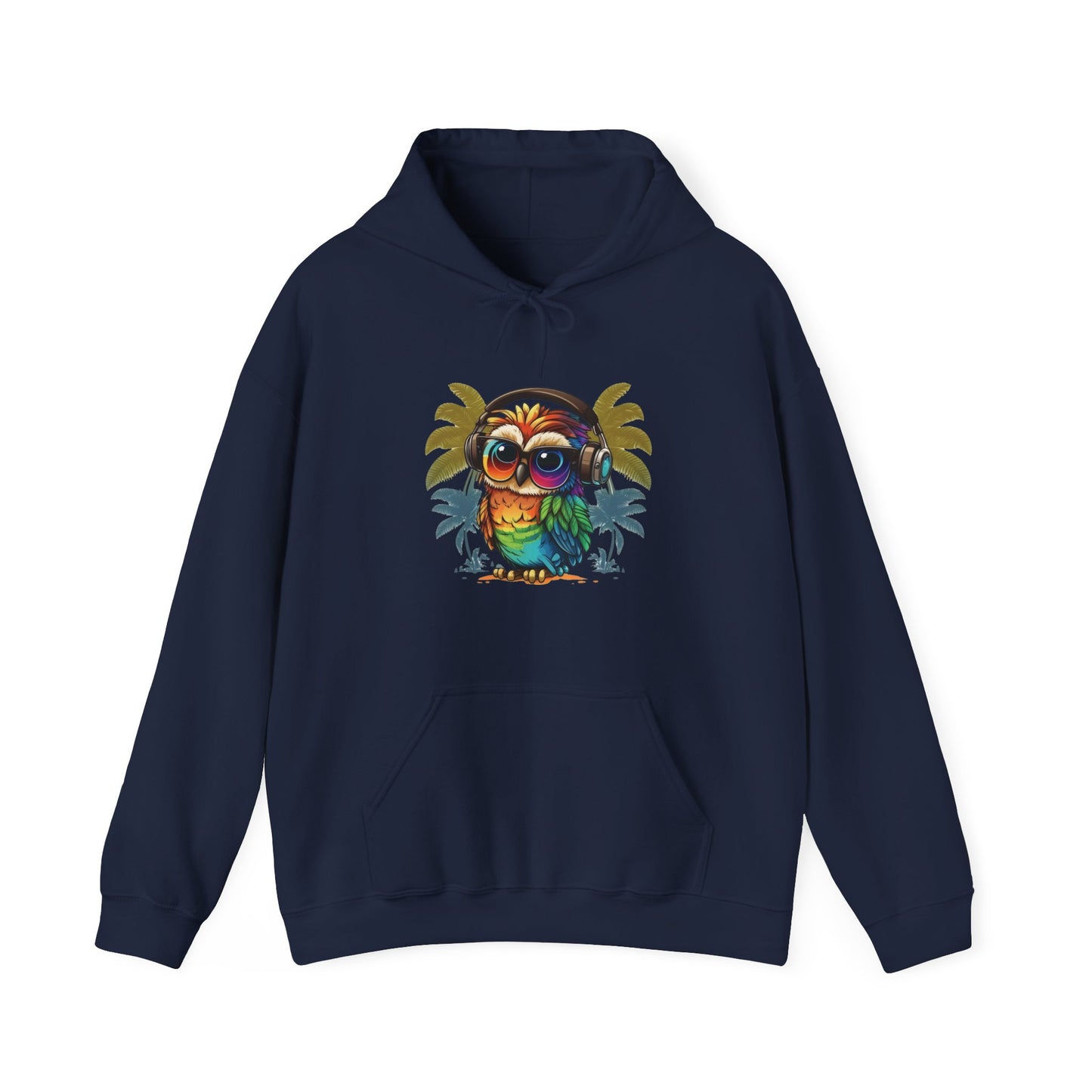 Owl with Headphones Hooded Sweatshirt
