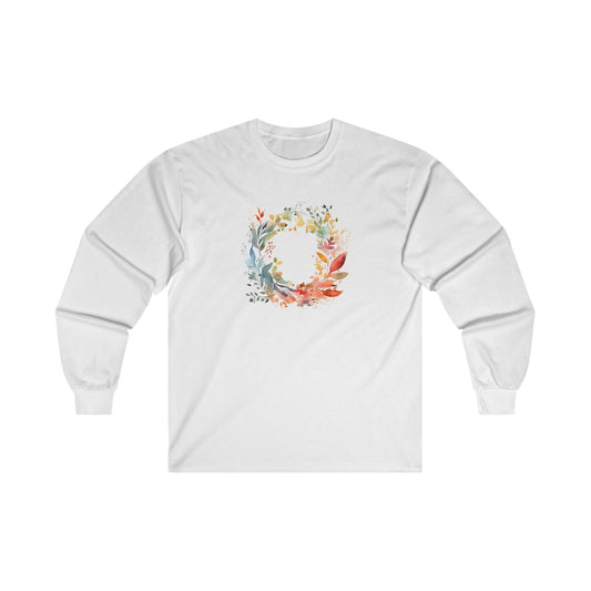 Watercolor Floral Circle Long Sleeve Tee