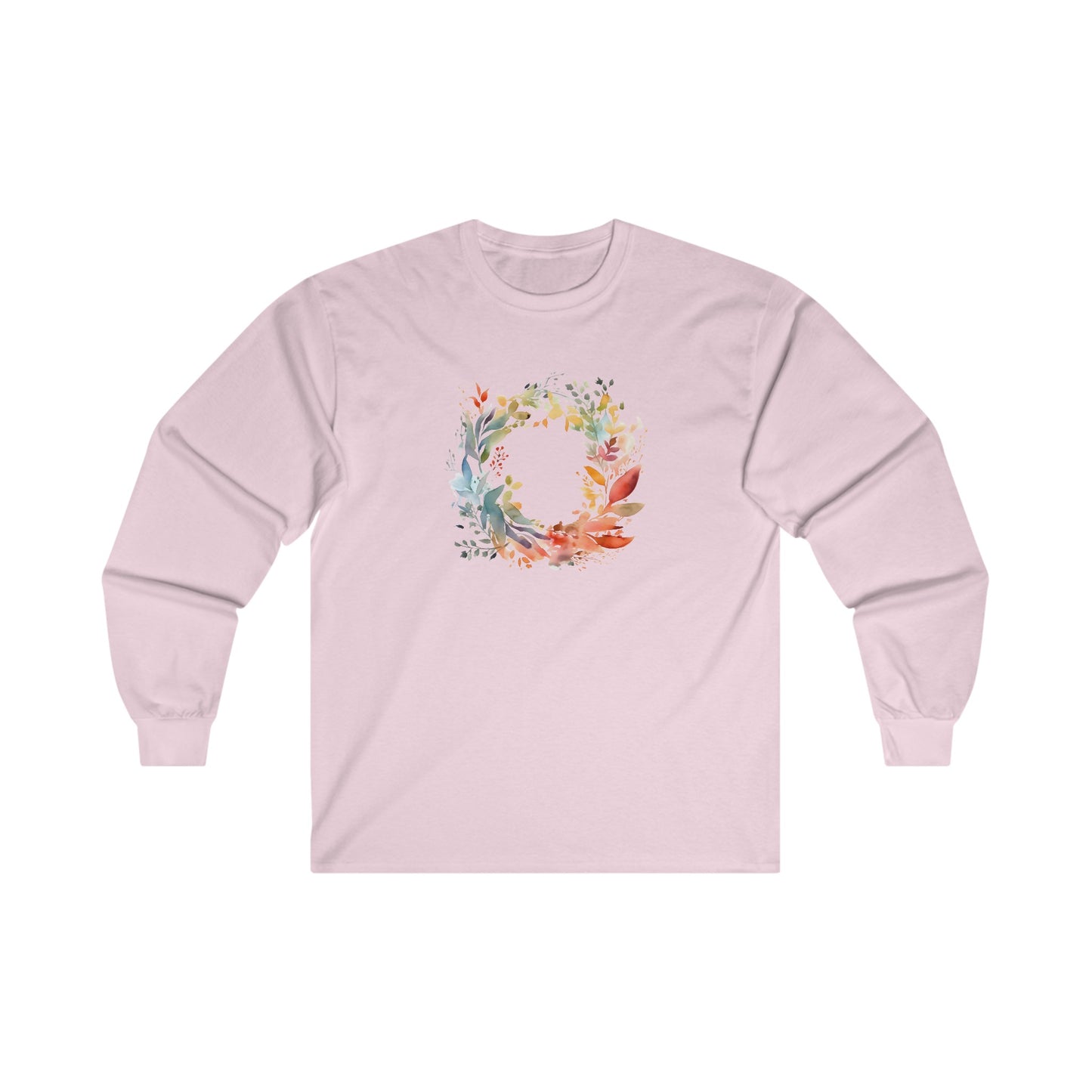 Watercolor Floral Circle Long Sleeve Tee