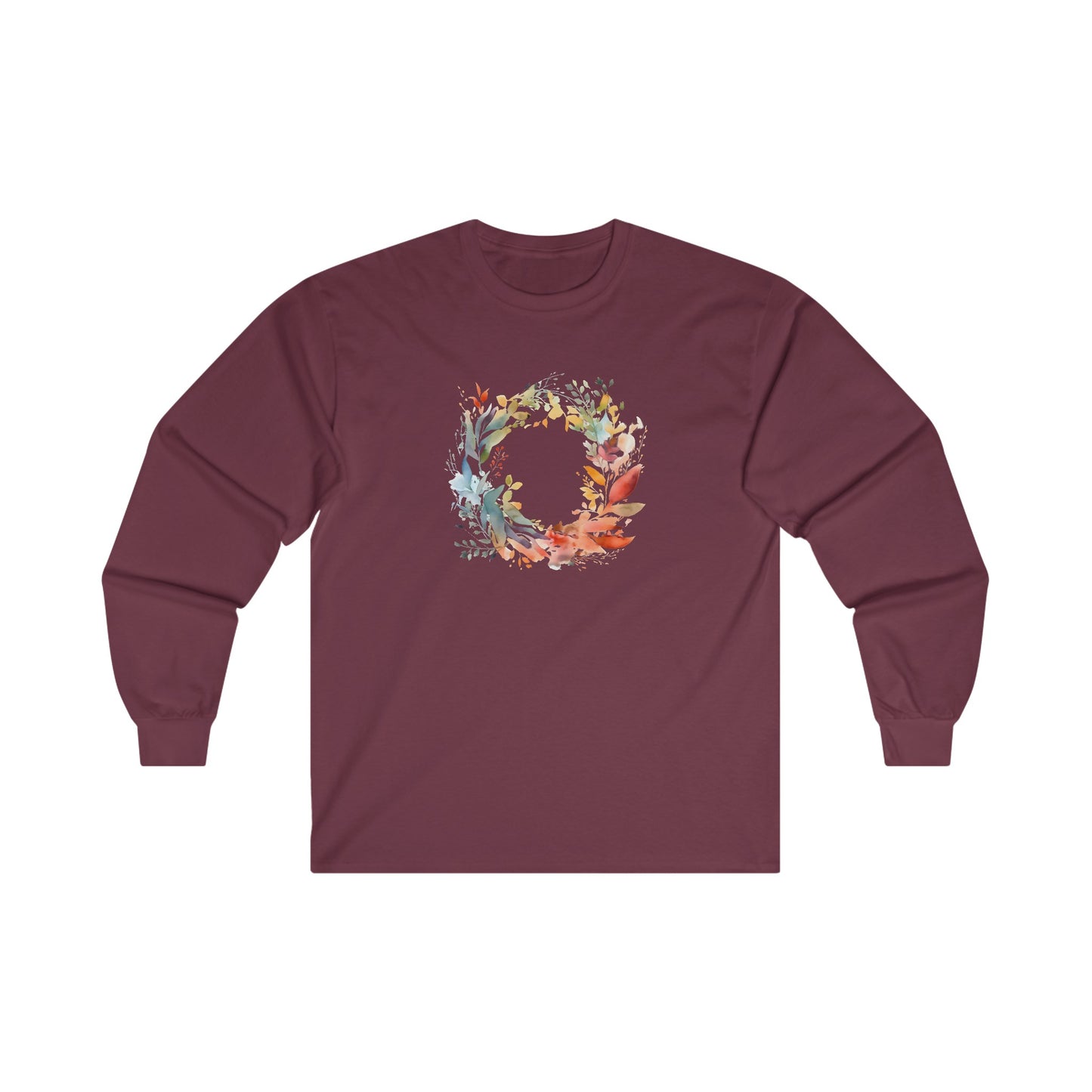Watercolor Floral Circle Long Sleeve Tee