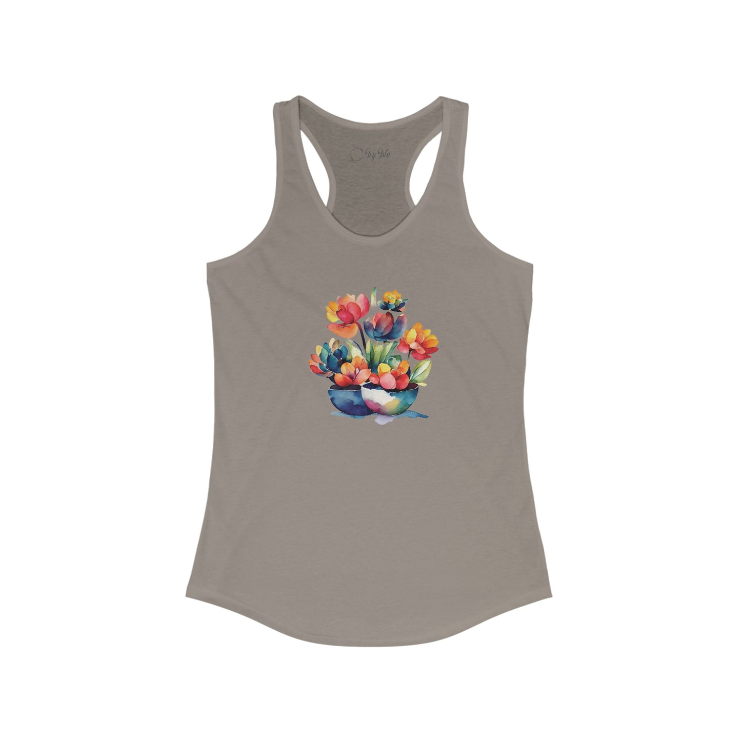 Watercolor Succulent Flowers Racerback Tank
