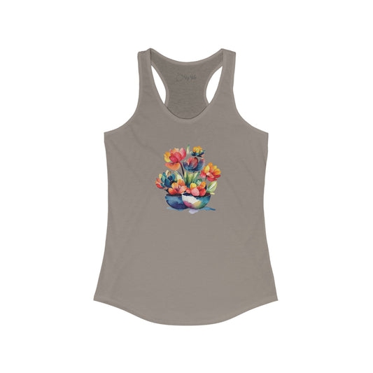 Watercolor Succulent Flowers Racerback Tank