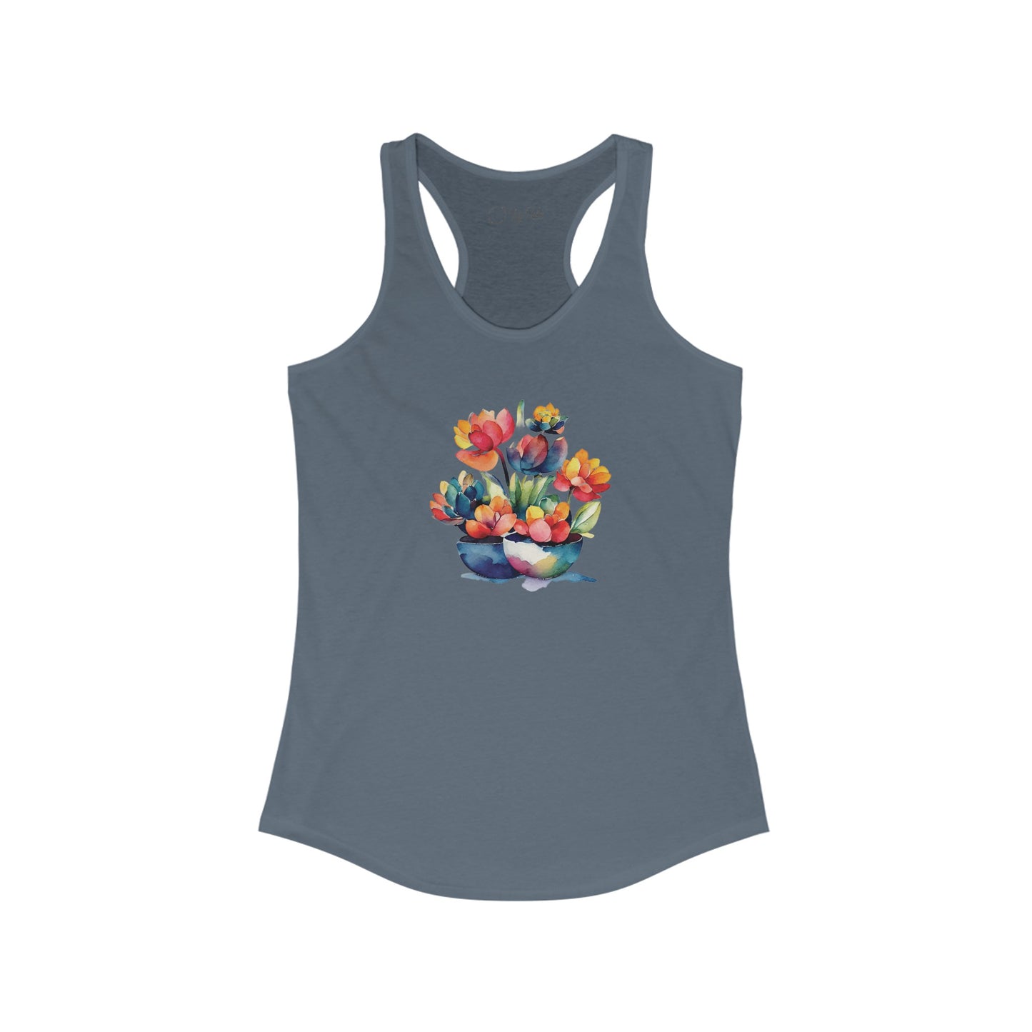 Watercolor Succulent Flowers Racerback Tank