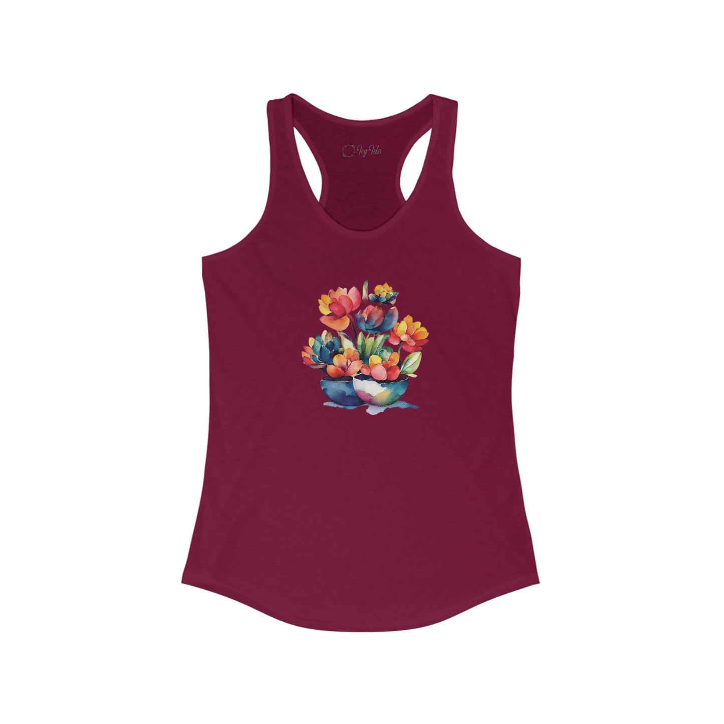 Watercolor Succulent Flowers Racerback Tank