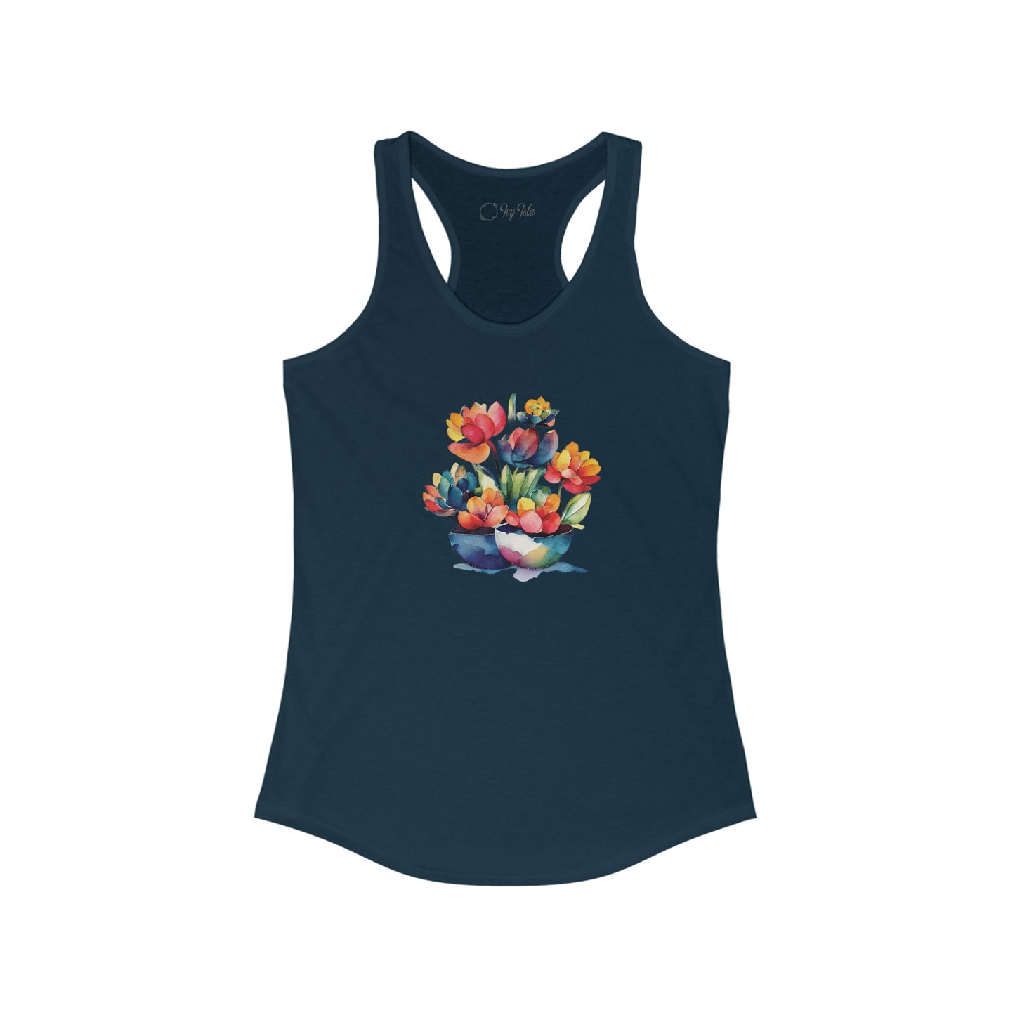 Watercolor Succulent Flowers Racerback Tank