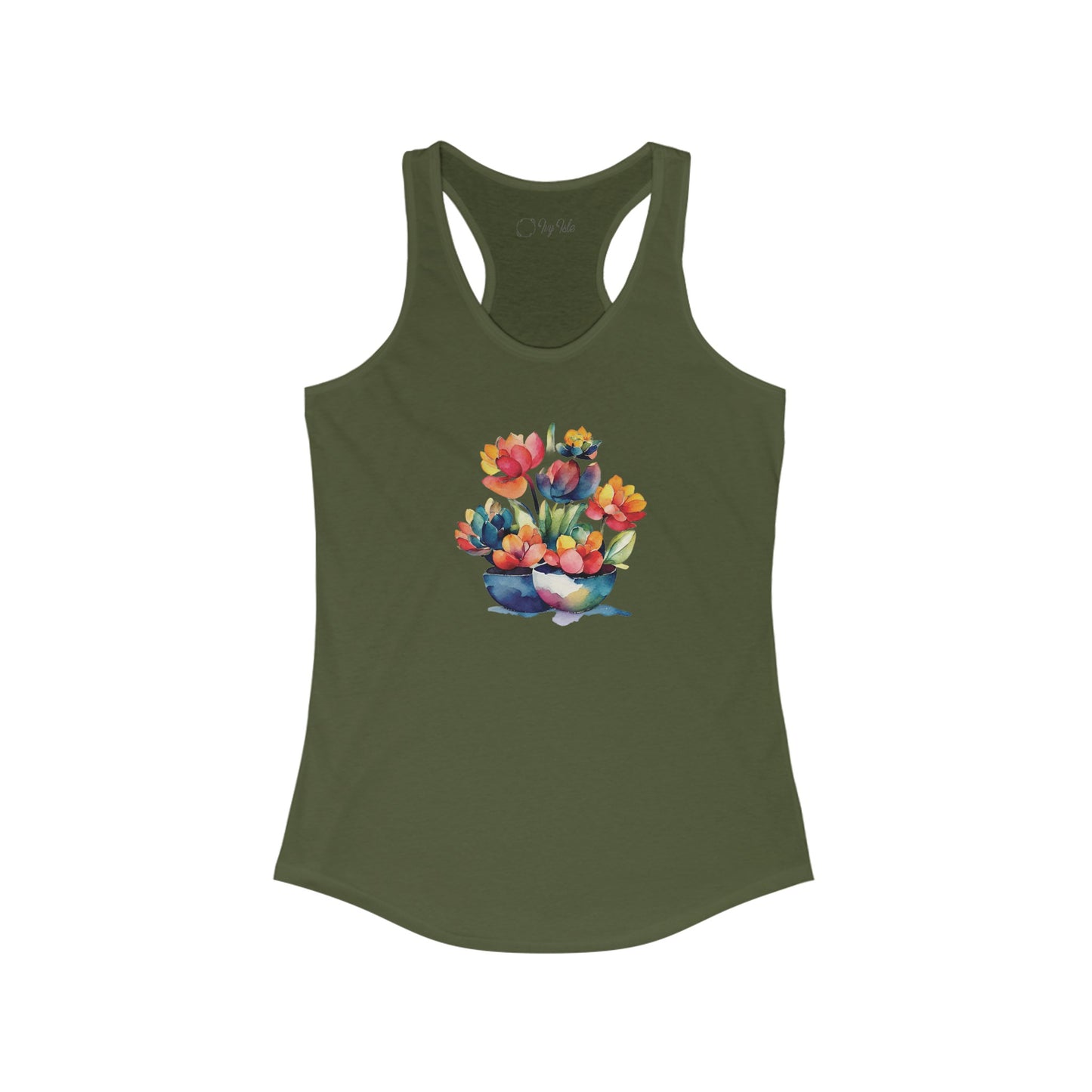 Watercolor Succulent Flowers Racerback Tank