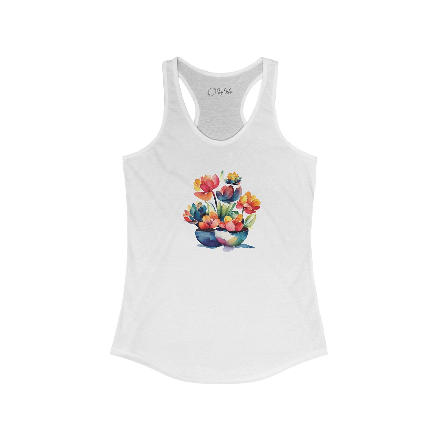 Watercolor Succulent Flowers Racerback Tank