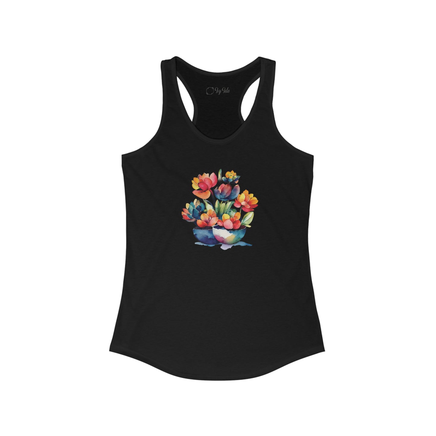 Watercolor Succulent Flowers Racerback Tank