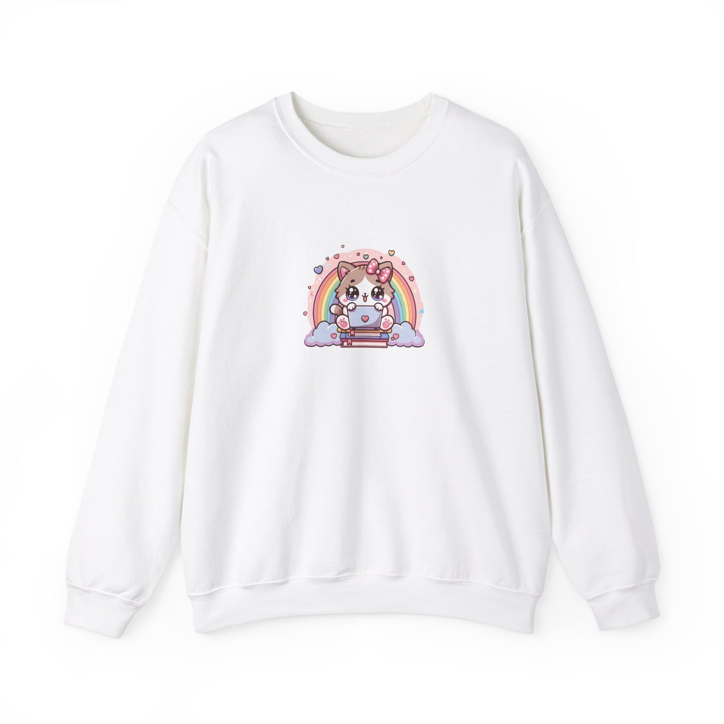 Cat with Rainbow and Laptop Sweatshirt