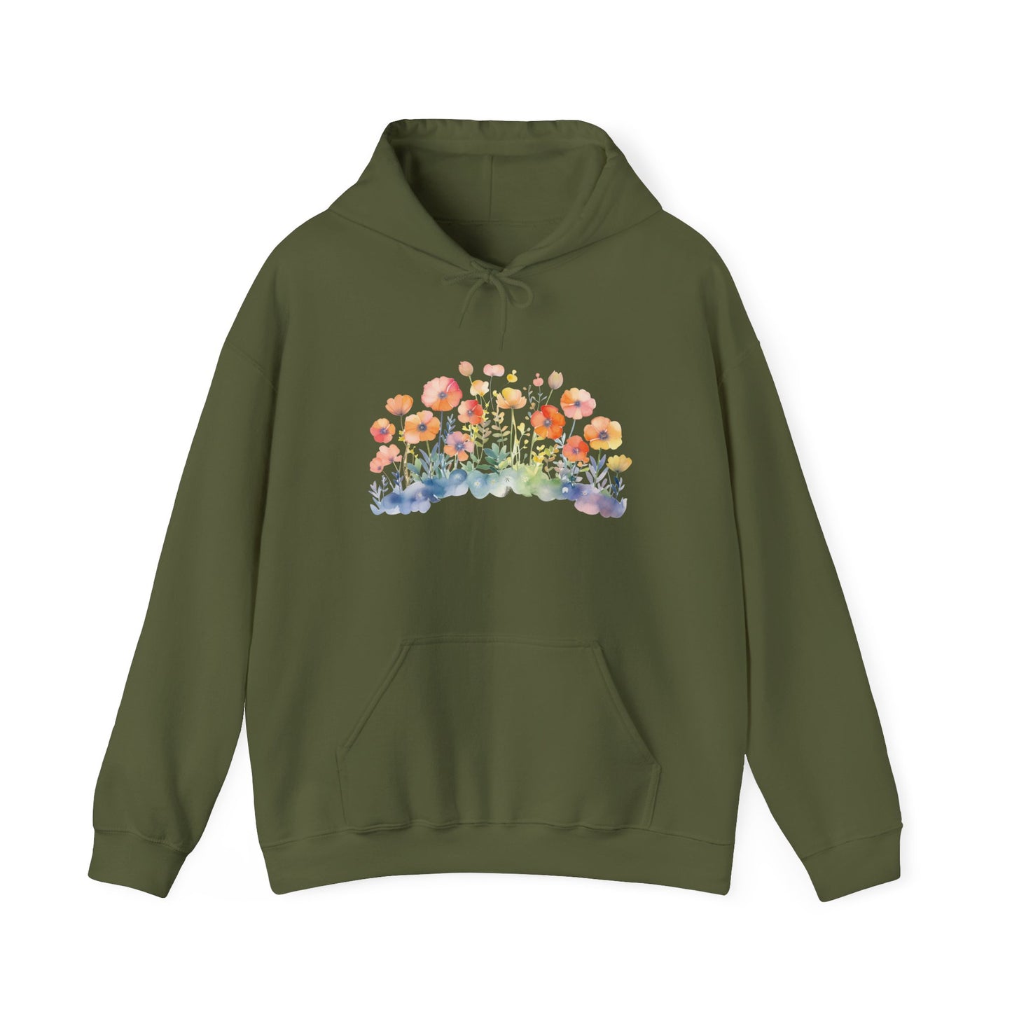 Pretty Watercolor Flowers Hooded Sweatshirt