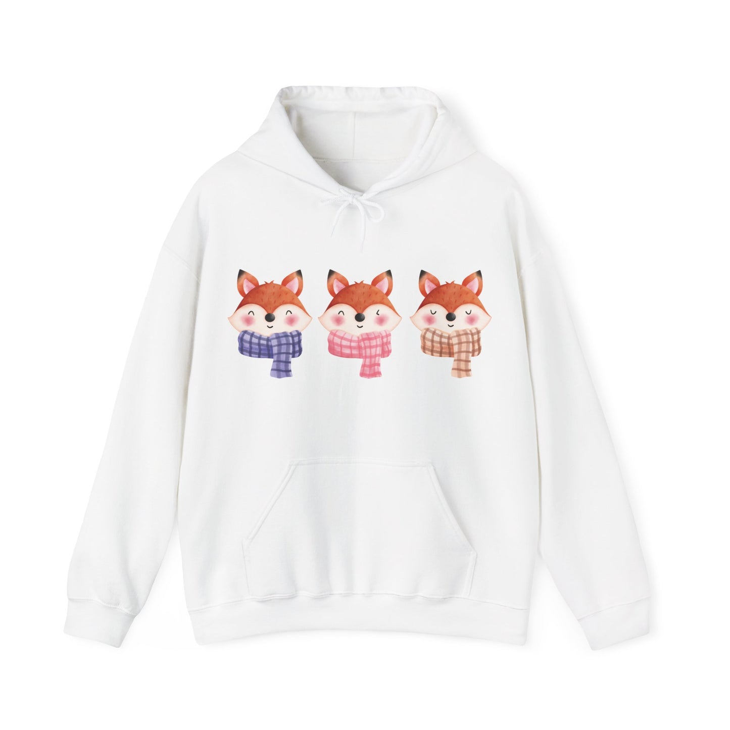 Cute Foxes in Scarves Hooded Sweatshirt