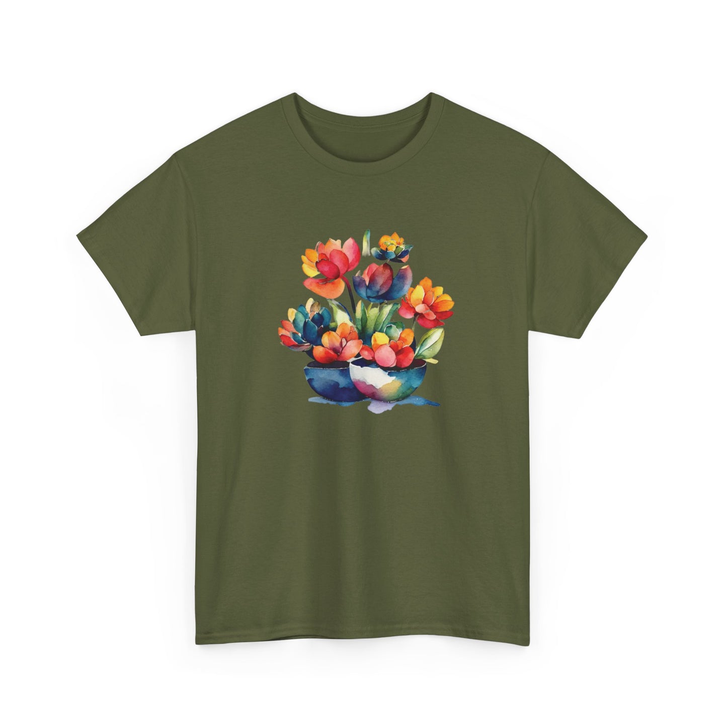 Watercolor Succulent Flowers Short Sleeve Tee