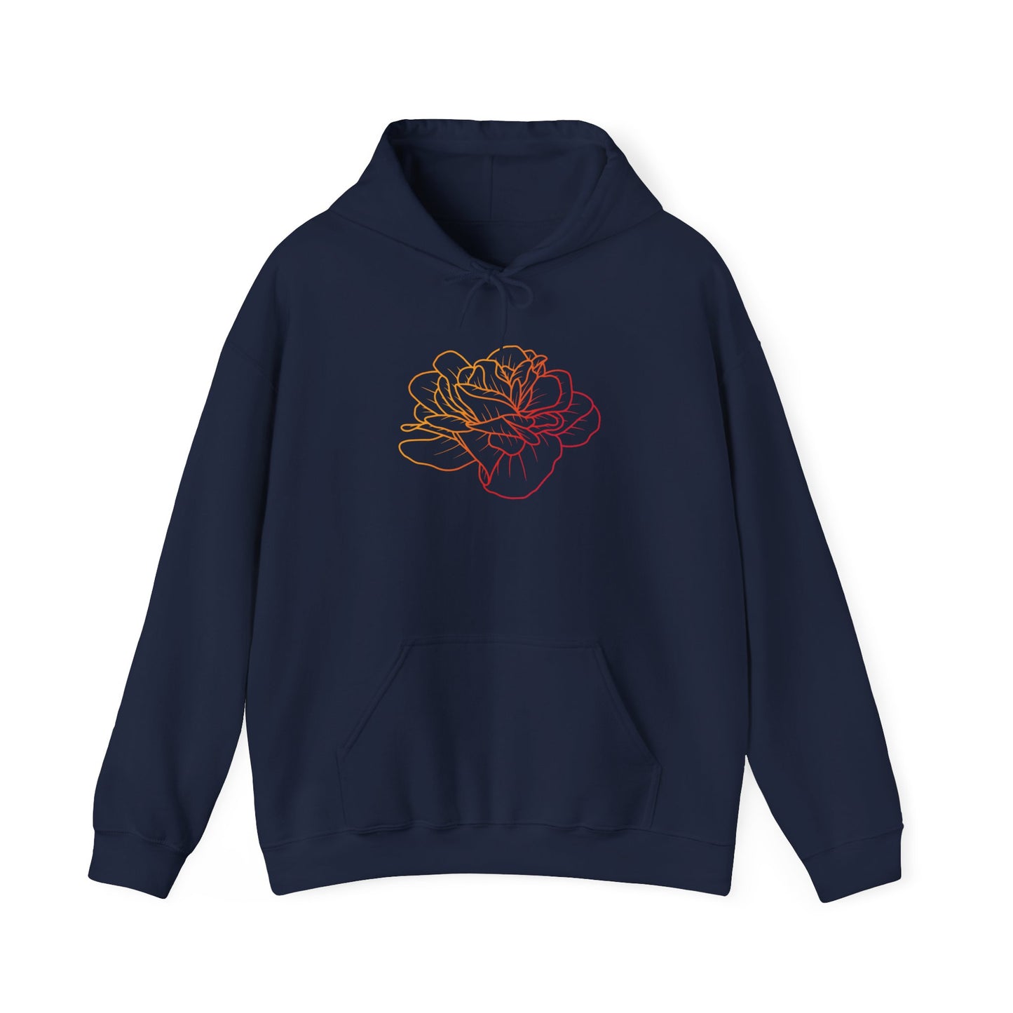 Colorful Rose Outline Hooded Sweatshirt